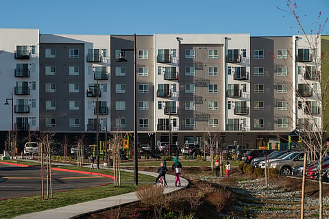 An apartment building adjacent to 206 SW 112th St., where a coronavirus quarantine facility is set to open, photographed on March 9, 2020 in Seattle, Wash. More than 15,000 people signed an online petition against the coronavirus facility, created by White Center resident Chris Blado. County officials plan to open emergency isolation facilities in White Center, Kent, Interbay and North Seattle. CREDIT: Jovelle Tamayo for the South Seattle Emerald