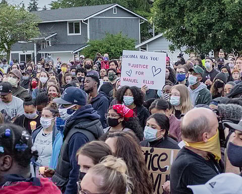A June 3, 2020, vigil for Manuel Ellis. (Photo: Jeff Scott Shaw)