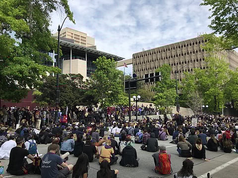 On Sixth Day of Citizen Unrest, Mayor Briefly Addresses Protesters Outside City Hall