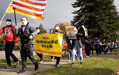 Vietnamese Americans for Biden March Fueled by Trump Rally Assault at King Plaza