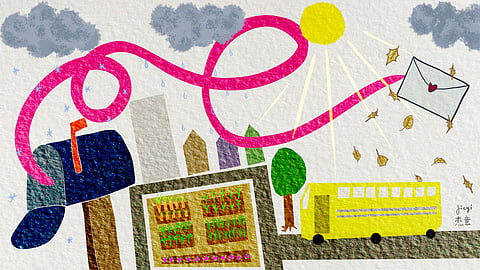 "Yours in Community." Illustration by Jiy 杰意 Ludden.