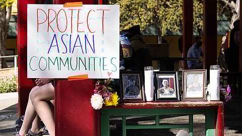 Community organizers gather at Hing Hay Park on April 17, 2021 and set up a memorial to honor local Asian Americans that have been killed. (Photo: Ronnie Estoque)