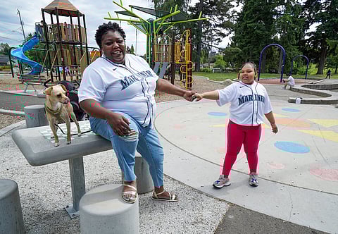 Ann Okwuwolu and her daughter at Jefferson Park in Seattle, WA. (Photo: Susan Fried)
