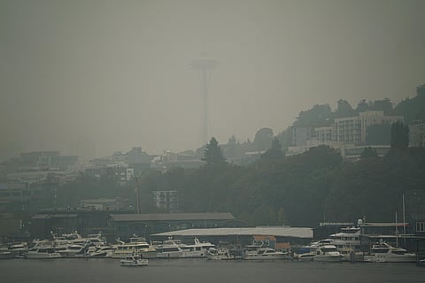 Smoky skies over Lake Union and the Space Needle in September 2020. (Photo: Susan Fried)