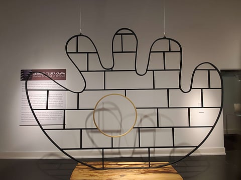 A scaled model of Gerard Tsutakawa's sculpture titled "The MITT" which has graced the entrance of Safeco Field (now T-Mobile Park) since 1999. (Photo: Kamna Shastri)