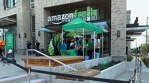 Entrance of the Amazon Fresh Jackson store on opening day Aug. 12, 2021. (Photo: Sharon Maeda)