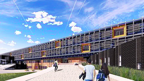 Design development draft of new Rainier Beach High School building by Bassetti and Moody Nolan Architects.