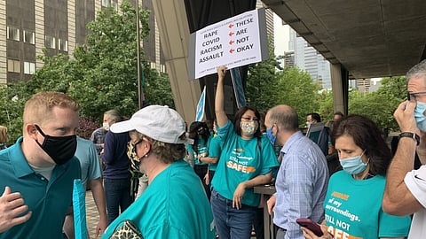March to 'Protect Public Spaces' Meets Anti-Sweep Protest at City Hall Camp