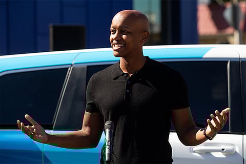 King County Councilmember Girmay Zahilay speaks at a Skyway ceremony with elected officials and community leaders to mark the launch of the expansion of the Via to Transit on-demand ride service. (Photo: Thomas Hawthorne, King County Metro)