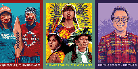 Three of the images from "Thriving People, Thriving Places." Artwork by Tracie Ching. Images courtesy of Real Change.