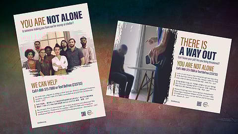 posters produced in multiple languages being placed in airports, seaports, and mass transit terminals in Washington reaching out to victims and survivors of human trafficking. Images are courtesy of  Businesses Ending Slavery and Trafficking (BEST)