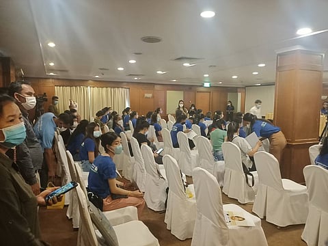 Photo from the Labor Rights Supported Union of Khmer Employees of NagaWorld (LRSU) press conference in January 2022. Photo courtesy of Asian Pacific American Labor Alliance, Seattle chapter.