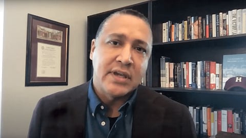 Screenshot of Dr. Antonio Oftelie speaking to the Seattle Community Police Commission (CPC) in May 2021.