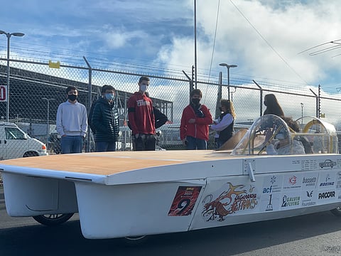 Students in Raisbeck Aviation High School's (RAHS) Green Energy Team set out to test drive their solar-powered car in preparation for national competition. Photo courtesy of the RAHS Green Energy Team.