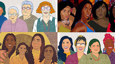 From top left to right: Art by Larissa McCartney; art by Jiy 杰意 Ludden. From bottom left to right: Art by Alexa Strabuk 譚文曠 ; art by Larissa McCartney.