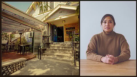 Left — Exterior of Musang. (Photo: Jordan Nicholson); right — Chef Melissa Miranda. (Photo: Andrew Imanaka)