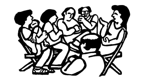 Illustration by Rini Templeton. In the spirit of Rini Templeton's life and work, activists serving causes that Rini would have supported are invited to use drawings freely in their leaflets, newsletters, banners, and picket signs or for similar non-commercial purposes.