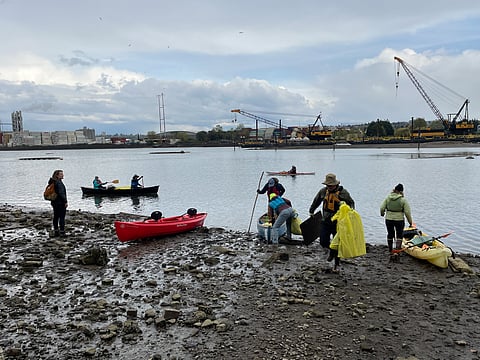 At a recent cleanup event at hapus Village Park and Shoreline Habitat, the Duwamish Alive! Coalition and volunteers removed over 600 pounds of trash from the river with the help of kayaks and canoes. (Photo: Sharon Leishman)