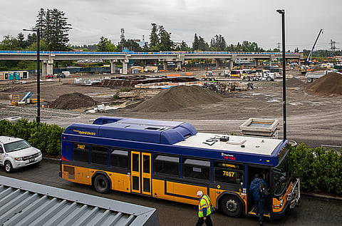 As light rail expansion accelerates in the region — including the future station under construction at the Federal Way Transit Center — Sound Transit also has the challenge of rebuilding ridership that disappeared during the pandemic. (Photo: Lizz Giordano)