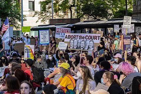 Protestors gathered outside of the Federal Building for a rally that was organized by the Puget Sound Mobilization for Reproductive Justice, in response to the overturn of Roe v. Wade. (Photo: Ronnie Estoque)
