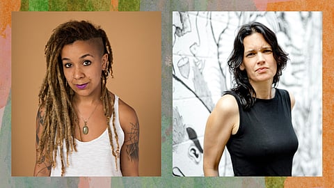Robyn Maynard (right) is a Black Canadian writer and scholar who has written about police abolition and Black feminism. Academic and musician Leanne Betasamosake Simpson (left) writes and lectures about Indigenous resistance, organizing, and education. (Photo of Maynard: Stacey Lee) (Photo of Simpson: Nadya Kwandibens)