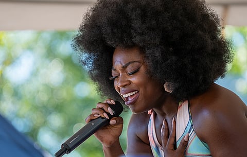 Local singer, songwriter, and organizer Shaina Shepherd performs on the main stage during Umoja Fest on Saturday, Aug. 6, 2022. (Photo: Susan Fried)