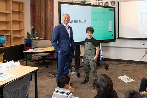Highline School District's first Latino superintendent, Ivan Duran, during a visit to summer school classes at McMicken Heights Elementary School. (Photo courtesy of Highline School District)