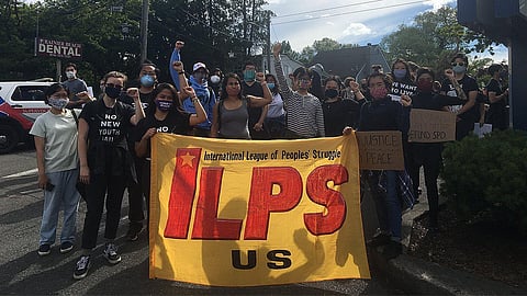 International League of Peoples' Struggle (ILPS) members participate in marches during the Black Lives Matter uprising in 2020. (Photo courtesy of ILPS Seattle-Tacoma.)