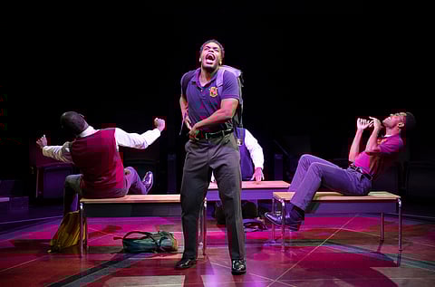 From Tarell Alvin McCraney, the Academy Award-winning writer of "Moonlight," comes "Choir Boy" — an intersectional coming-of-age story and gospel musical following a talented young Black student at a boy's prep school. Pictured: actor Kyle Ward (center) in a scene from "Choir Boy." (Photo: Tracy Martin)