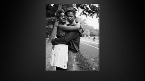 Couple in Prospect Park, 1990 (printed 2018), Dawoud Bey, American, born 1953, gelatin silver print, 21 7/8 x17  inches, Grand Rapids Art Museum, museum purchase, 2018.22.  Dawoud Bey, courtesy ofStephenDaiterGallery.
These images are approved for press and promotional use. The images cannot be cropped or altered in anyway or overlaid with text, and the full credit line must accompany each use.