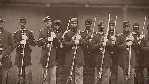 Dru Holley's film "Buffalo Soldiers: Fighting On Two Fronts" delves into the lives of Buffalo Soldiers, all-Black infantry regiments, many of whom were veterans of the Civil War. (Still from "Buffalo Soldiers," courtesy of Dru Holley)