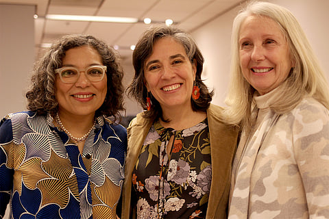 Claudia Castro Luna (left), author and illustrator Adriana Morales Marn (center), and author Maria de Lourdes Victoria (right), at "Creativity Everyday / Creatividad Cotidiana," March 30, 2023. (Photo: Lisa Sairy of The Seattle Public Library)