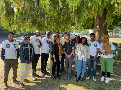 Port of Seattle staff with members and volunteers from Serve Ethiopians Washington at an Angle Lake Park cleanup event in fall of 2022. (Photo courtesy Port of Seattle)