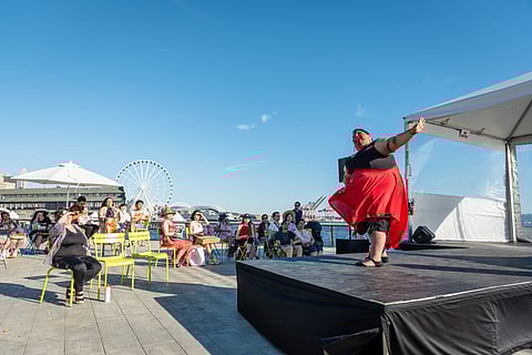 Koko Swallowz performs at last year's Indigiqueer Festival at Pier 62. The all-Indigenous drag show has brought in performers from around the Pacific Northwest. (Photo: Robert Wade)