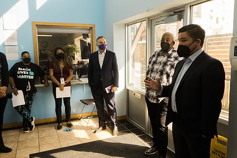King County Executive Dow Constantine touring DESC's Crisis Solutions Center. This center is helping inform future crisis centers. It is currently the only behavioral health crisis facility in operation for the entire county. The center requires a referral from a first responder, hospital, designated crisis responder, or mobile response team due to its limited capacity. (Photo: Josh Lewis)