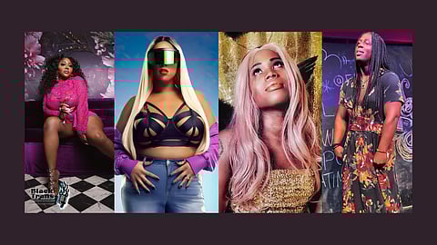 This year's Black Trans Comedy Showcase features (left to right) guest host T.S. Madison, Beyonce Black St. James, Mx. Dahlia Belle, and K.J. Whitehead. (Photo courtesy of Lavender Rights Project.)