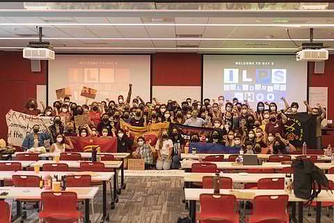 Members of participating organizations unite for a group picture during the ILPS Solidarity School in 2022. Last year's program offered 13 workshops, while this year's school will offer 21 workshops. (Photo courtesy of ILPS.)