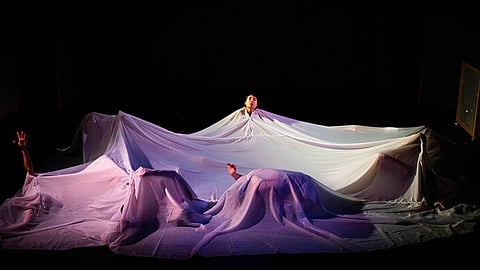 Yun Theatre's first production, "Monologues of n Women," sold out its seven-day run. Here, Abigail Tsai (center) performs. (Photo: Siqi Chen)