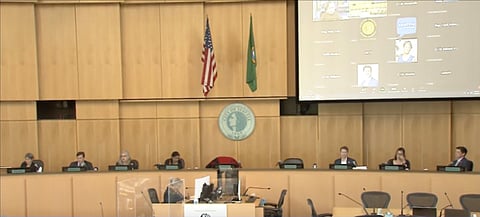 Seattle City Council in session Tuesday approved a controversial street drug enforcement plan. (Screenshot from Seattle Channel coverage.)