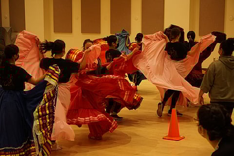 Dancers practice the Nuevo Len folkloric dance in preparation for their show at the Moore Theatre on Oct. 25. (Photo: Agueda Pacheco Flores)