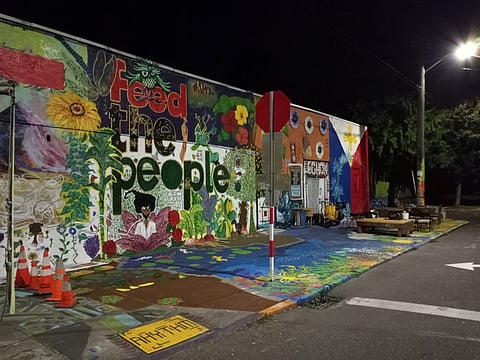 Feed the People Plaza at night. (Photo courtesy of Tarik Abdullah.)