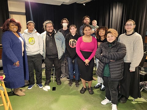 Students and staff of The Rhapsody Project take a break from a stage presence workshop hosted at Jazz Night School with Lady A. (Photo by Tierra Tate, courtesy of TRP.)