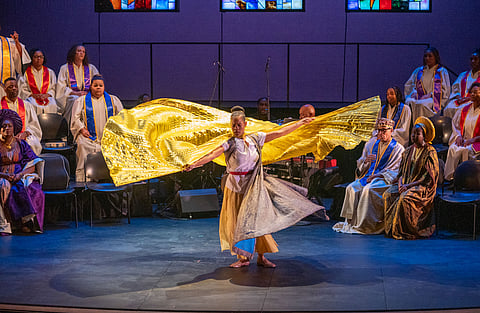 Kearia Keke Duncan dances during a preview of Intiman Theatre's production of "Black Nativity" at the Erickson Theatre on Dec. 12. (Photo: Susan Fried)