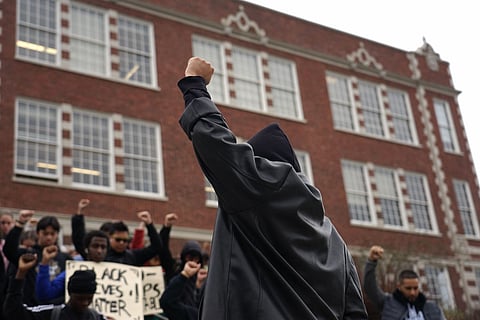 The Garfield High School Black Student Union leads a moment of silence for Trayvon Martin and his family on December 17, 2019 in Seattle, Washington. (Photo: Chloe Collyer)