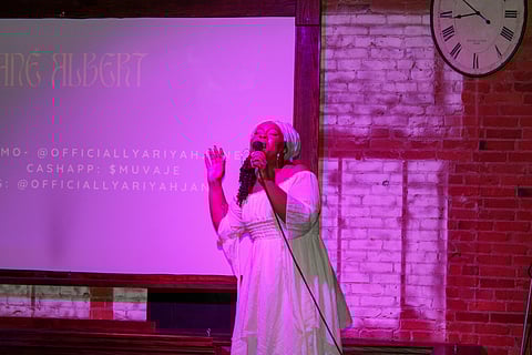 Ariyah Jan Albert performs at Just Speak After Dark. (Photo courtesy of Surge Reproductive Justice.)