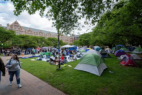 The Popular University for Gaza Liberated Zone, a protest encampment on the University of Washington campus. (Photo: Susan Fried)