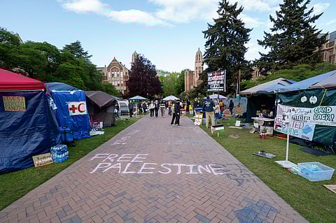 The storied Quad of the University of Washington, which has seen protests for civil rights, against the Vietnam War, and recently an encampment protesting the Israel-Hamas war. (Photo: Susan Fried)