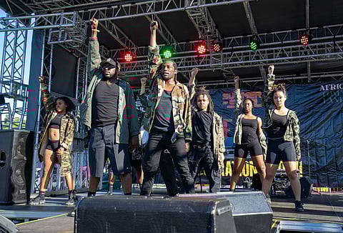 Kutt'N'Up finishes a powerful dance number before an enthusiastic crowd during the annual Juneteenth Freedom Fest at Jimi Hendrix Park. (Photo: Susan Fried)