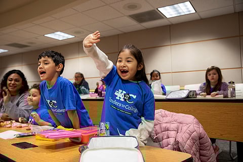 Students enthusiastically participate during a Kinders to College program at Bellevue College in March 2024. (Photo courtesy of Federal Way Public Schools.)