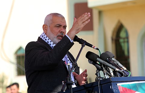 Ismail Haniyeh, head of the Political Bureau of Hamas, attends a groundbreaking ceremony of Rafah Medical Complex in the southern Gaza Strip on Nov. 23, 2019. (Photo: Abed Rahim Khatib via Anas-Mohammed/Shutterstock.com)